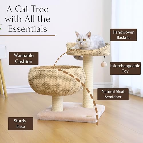 Árbol para Gatos Moderno PetPals con Rascadores y Cama Beige miniatura 5