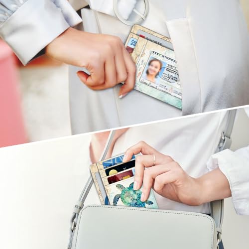 Image of FINTIE Slim Minimalist Front Pocket Wallet, RFID Blocking Credit Card Holder Card Cases with ID Window for Men Women (Underwater World)