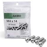 20 Stück M4 x 14 DIN 7380-2 / ISO 7380-2 Linsenkopfschrauben mit Flansch, Vollgewinde, Innensechskant 2,5 mm, Edelstahl A2