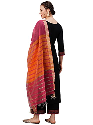 Image of INDO ERA Women's Cotton Straight Kurta Pant With Dupatta Set