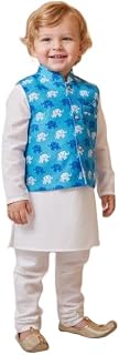 A.T.U.N. (ALL THINGS UBER NICE) Boys 100% Cotton Printed Kurta, Pyjama and Jacket Set | Soft Breathable Ethnic Traditional... Price In India