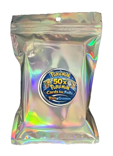 50 Pokémon Cards Bulk Bundle | Guaranteed 3 Shiny Foil Holo Cards | Uncommons & Commons Assorted Lot | Official Cards from TCG Packs with Shinys - Toys & Gamers
