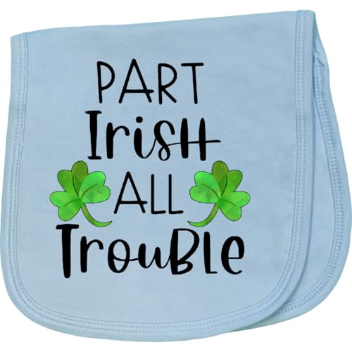 inktastic Part Irish All Trouble St. Patrick's Day with Green Clovers Baby Burp Cloth Light Blue 3a263