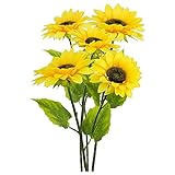 Ramo de girasoles artificiales de MarBello para decoración del hogar, oficina, decoración y bodas (5)