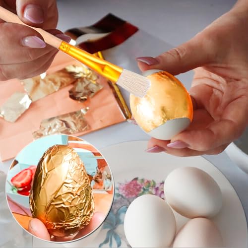 150 Blatt Blattgold,Blattgold Essbar,Blattgold Essbar Für Torten,14x14cm Tortendeko Goldfolie Mit Pinzetten Und Bürsten,Blatt Cake Essbare Imitation Papier,Zum Basteln Blattgoldblätter Decoration