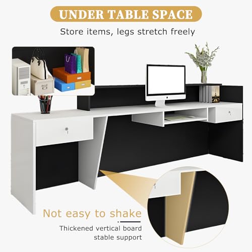 image for LSZMXI Modern Reception Desk with Storage Drawers and Open Shelves, 47