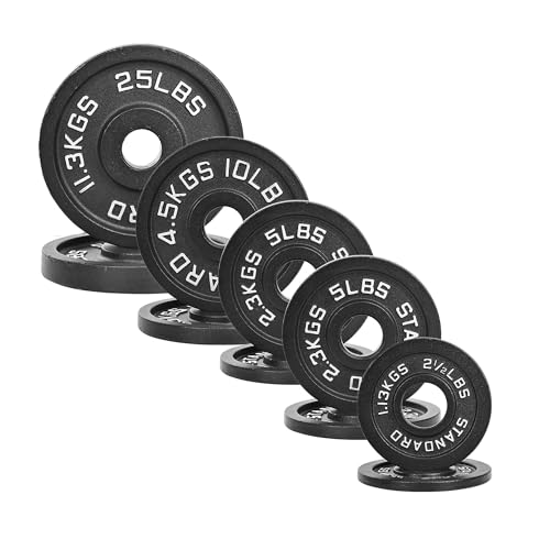 Fitvids 2 Inch Olympic Barbell Weight Plates Set, 95 LB(2.5-25 LB) Barbell Weight Set for Home Gym Strength Training, Deep Grip Edge