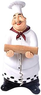 Raguso Cute Chef Statue Figurine Ornaments Resin Crafts Vintage Home Decor for Kitchen Restaurant (#E)