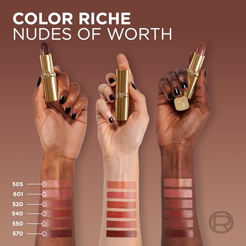 L'Oréal Paris - Rouge à Lèvres - Couleur Intense & Fini Satin - Enrichi en Huile d'Argan - Color Riche Nus Audacieux - Teinte : 570 WORTH IT INTENSE