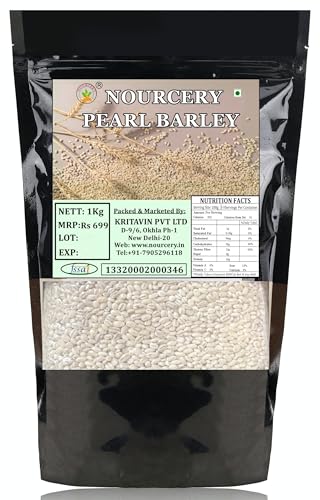 Image of Nourcery Pearl Barley-1kg | Pearled Whole Barlay | High Fiber Jau | Low Glycemic Index | Raw Barley Grain | Healthy by nature | Cooks Like Rice | Ideal for Risottos & Soups | Naturally Gluten Free