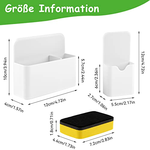 Hopton Stifthalter Magnetisch, 2 Stück Magnetischer Stiftehalter, Magnet Stifte Halterung, Magnetisch Markerhalterun für Whiteboard Kühlschrank Schule Büro, mit Whiteboard Schwamm(Weiß)