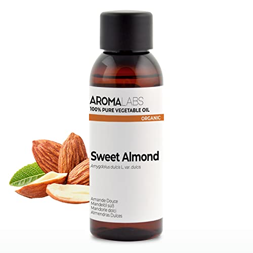 ORGANICZNY - SŁODKI ALMOND Olej Roślinny - 50mL - 100% czysty, naturalny, tłoczony na zimno i certyfikowany AB - AROMA Labs (Marka francuska)