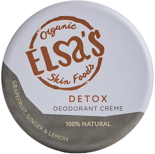 Elsa's Organic Skin Foods - Natural Deodorant Cream - Detox - Aluminum Free - Activated Charcoal & Bentonite Clay - Vegan - Plastic Free - Whole Body Deodorant