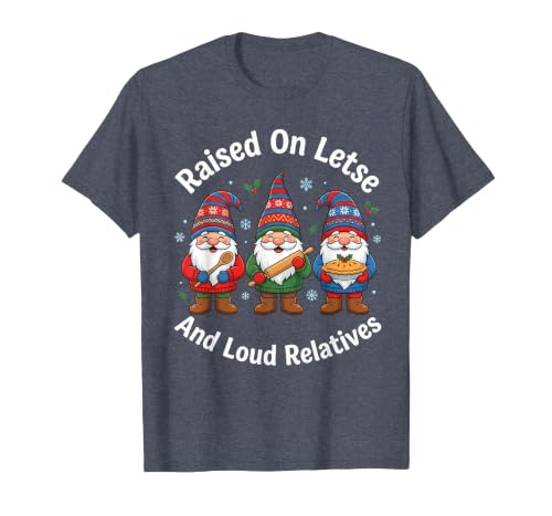 Raised On Letse and Loud Relatives Snow Gnomes T-Shirt, Men, Heather Blue, X-Large