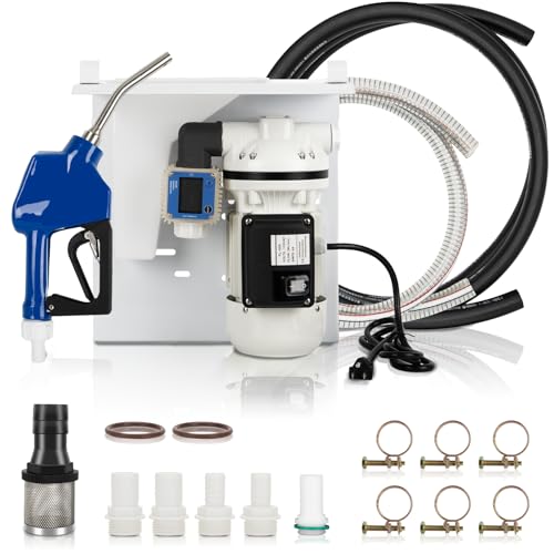 AC 110V-120V DEF Transfer Pump Kit. 400W, 10.6 GPM (40 LPM), 23 PSI DEF Pump Kit Compatible with U.S. Plug. Includes Urea Gun, K24 Flowmeter & Accessories(White)