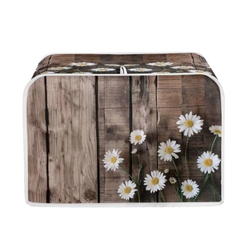 Wanzuoeng 4 Slice Toaster Oven Cover Wood Daisy Print Anti-dust and Fingerprint Toaster Covers Small Appliance Dust Covers for Kitchen, Washable Machine