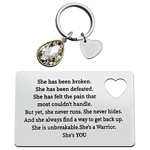 Cancer Survivor Gift Engraved Wallet Card for Women Cancer Fighter Gift She's a Warrior Keyring Cancer Awareness Inspirational Gifts for Women Get Well Gifts Recovery Gifts Encouragement Gifts Cover