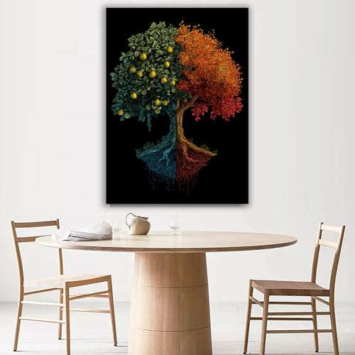 Árbol de la vida en cuadro lienzo azul de 40x60cm ideal para renovar la pared del dormitorio 4