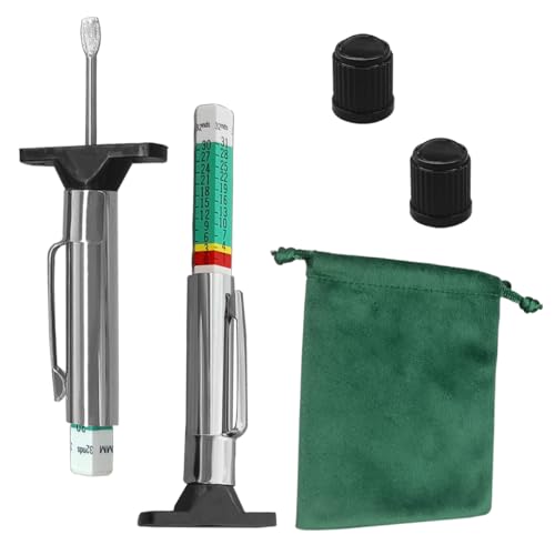 Craedli 2PCS Car Tire Tread Depth Gauge Kit, 1/32 Inch Accuracy Tire Wear Gauges with Portable Bag & 2 Valve Caps, Color Coded Vehicle Measurement Tool for Motorcycle SUV Truck Tires (Colorful)