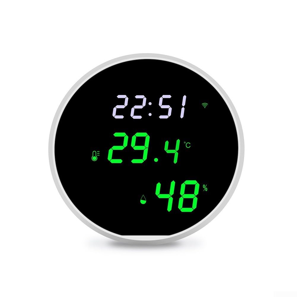 Temperatursensor, für Tuya LED-Temperatursensor mit WLAN-Konnektivität, Alarm für hohe Temperatur/Luftfeuchtigkeit und niedrige Temperatur/Luftfeuchtigkeit