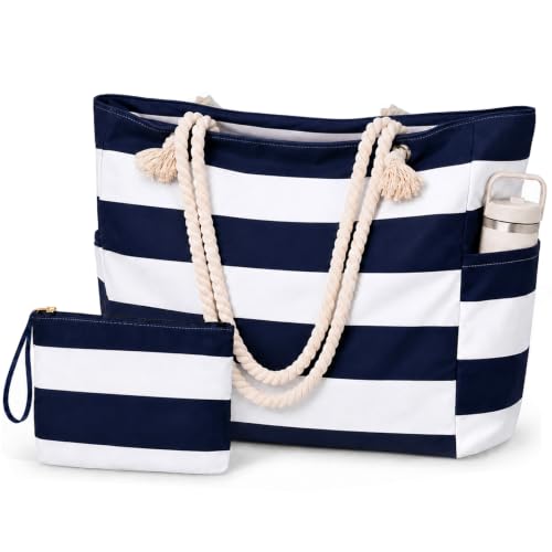 Vavabox 35L Large Beach Bag Set with Zip, Waterproof Beach Bags for Women