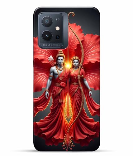 Image of Lord Ram with Sita MATA Printed Hard Back Case Cover & Compatible for Vivo T1 5G | Vivo Y75 5G | Vivo iQOO Z6 5G (Multicolor) - D1806