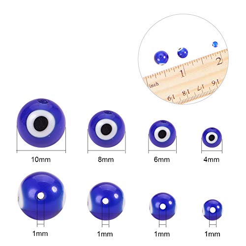 Nbeads About 390Pcs 4 Sizes Handmade Round Evil Eye Lampwork Beads Mini Evil Eye Beads Evil Eye Glass Spacer Beads Fit Bracelets Necklace Jewelry Making #TOP1