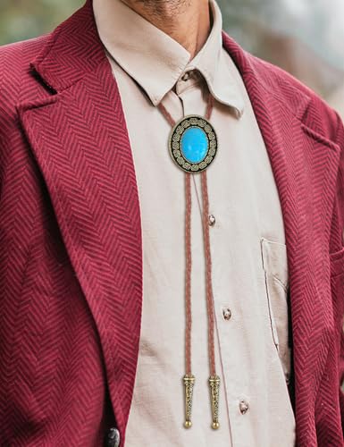 Image of HUABOLA CALYN Bolo tie, Handmade Round Shape Western Cowboy Bola Tie