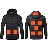 Generico Giubbotto Riscaldata per Uomo Donna Giacca Elettrico Riscaldato con USB Invernale con 8-26 Zone di Riscaldamento a Controlli Singolo Cappotto con Cappuccio Invernale per Trekking e Campeggio