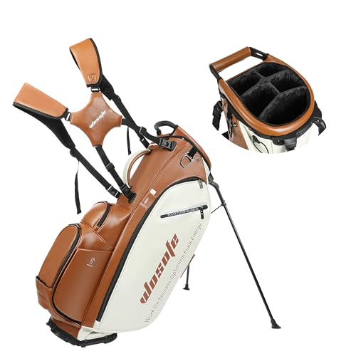 WOSOFE PU Golf Bag with 6/14 Way Top Dividers Automatically Adjustable Dual Straps Elegant Design...