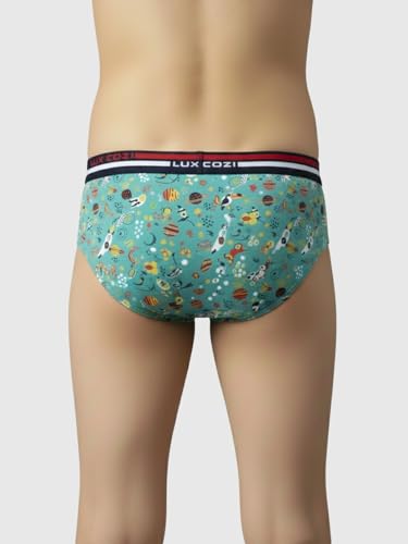 Image of Lux Cozi Boy's Super Combed Cotton Outer Elastic Printed Brief with Ultra Soft Waistband | Colors & Prints May Vary|