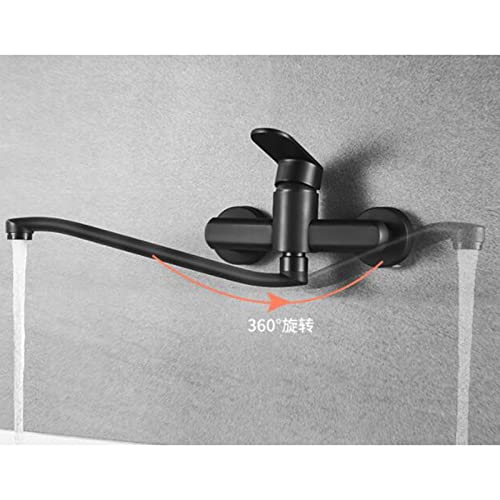 Mitigeur cuisine mural noir double trou orientable