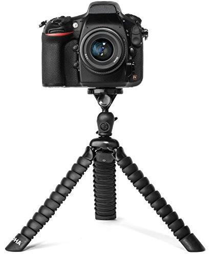 LOHA Flexible Camera Tripod for DSLR, Mirrorless and SLR Cameras - Ball Head Bundle, Bendable Leg Support