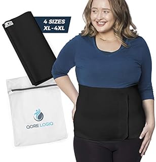 QORE LOGIQ Plus Size Abdominal Binder Post Surgery for larger Men + Women - Postpartum Belly Band - Compression Garment - Hernia Belt For Men + Woman - C Section Belly Binder - Adjustable (Black 3XL)