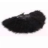 9 Colors Marabou Large Feather Fan 23'X12'for Dancing, Party, Wedding,Bridal Bouquet Deco (Black w/Black Staves)