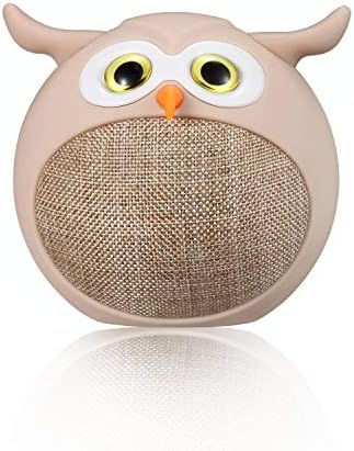 THEA Mini Portable Cute Round Wireless Bluetooth Owl Speaker with Built in Microphone, 33 ft Connection Range, 6 Hour Battery Life, Travel Size, Volume Range, and Dual Connection Feature (Tan)