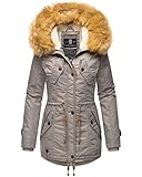 Navahoo warme Damen Winter Jacke Teddyfell Winterjacke Parka Mantel B399 [B399-LaViva-Zink-Grau-Gr.M]