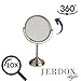 JERDON Two-Sided Tabletop Makeup Mirror - Makeup Mirror with 10X Magnification & Swivel Design - Portable 6-Inch Diameter Mirror in Nickel Finish - Model JP910NB