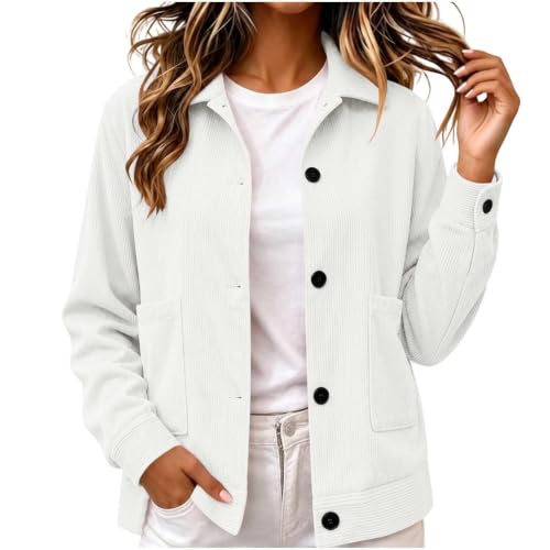 Corduroy Jacket Women Button Up Casual Collared Shirt Cropped Shacket - image 1