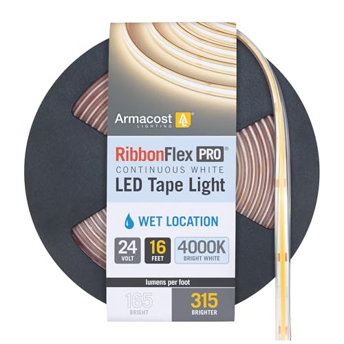 Image of Armacost Lighting RibbonFlex Pro COB Outdoor LED Strip Lights 24V, 4000k, 315 Lumens /Ft, 5M 172332