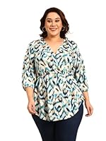 The Pink Moon Women's Regular Fit Plus Size Ikkat Wrap Top - (TOP_OL_IKKAT_Green_3XL)