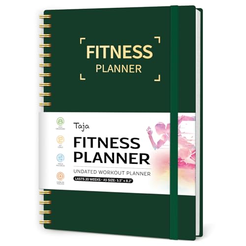Carnet d'entraînement fitness A5 vert pour suivi musculation et réalisation objectifs de bien-être