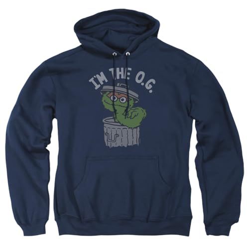 Sesame Street Oscar The OG Adult Pull-Over Hoodie, Navy, X-Large