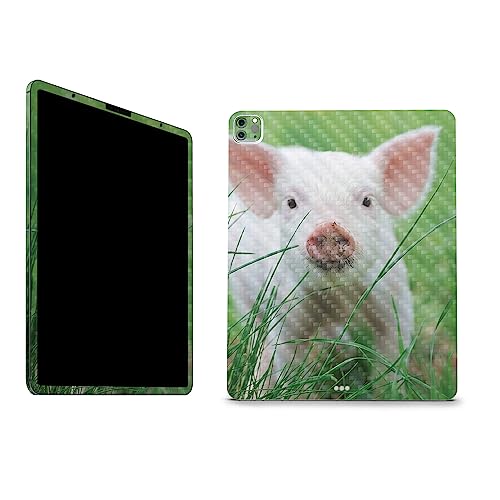 Image of MightySkins Carbon Fiber Skin Compatible with Apple iPad Pro 12.9 inch M2 6th Gen (2022) Full Wrap Kit - Piglet | Protective, Durable Textured Carbon Fiber Finish | Easy to Apply | Made in The USA