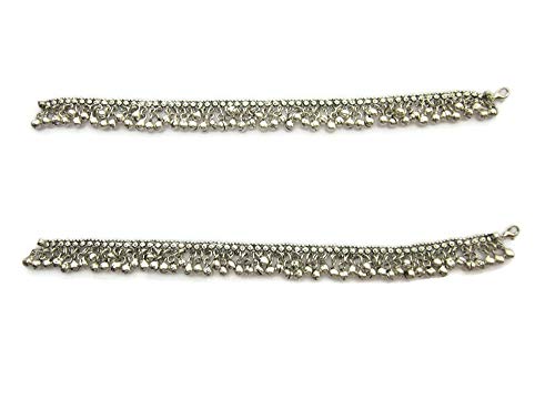 Indiastop Womens Fashion Anklets Pair | Ankle Bracelet Barefoot Sandals Feet Jewelry | Festival Bohemian Vintage Retro Tribal Gypsy Hippy Bollywood Boho Chic Style | Jingle Bell Charm Handcrafted Indian Payal #TOP1