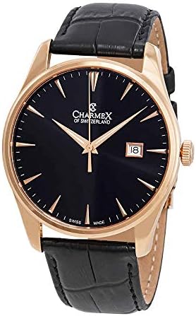 Black Dial Black Leather Men's Watch 2941