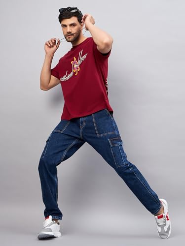 Image of STUDIO NEXX Men's Loose Fit Cargo Jeans | Non Stretchable | Cargo Denim for Men | Loose fit Cargos | Utility Pockets