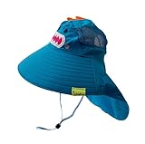 Pape Sonnenhut Einstellbar Sonnenschutz Sommerhut für Baby Kleinkinder Mädchen Jungen Mütze Nackenschutz mit Breiter Krempe Unisex Cap Hut (Hai Blau)