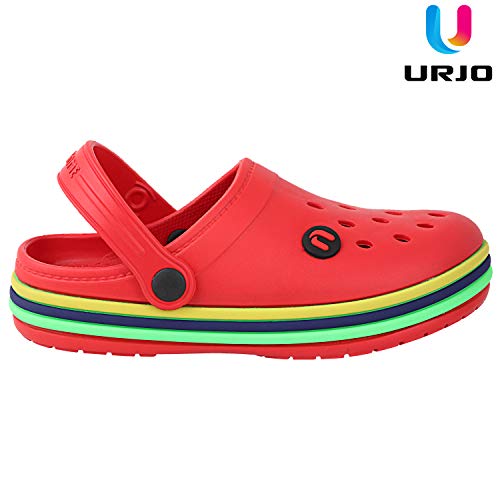 Image of URJO Rainbow Kid's Clogs /Sandals with Adjustable Back Strap Ultra Soft & Flexibility Anti Skid Comfortable Waterproof Daily Mules Clogs /Sandals Boy's & Girl's