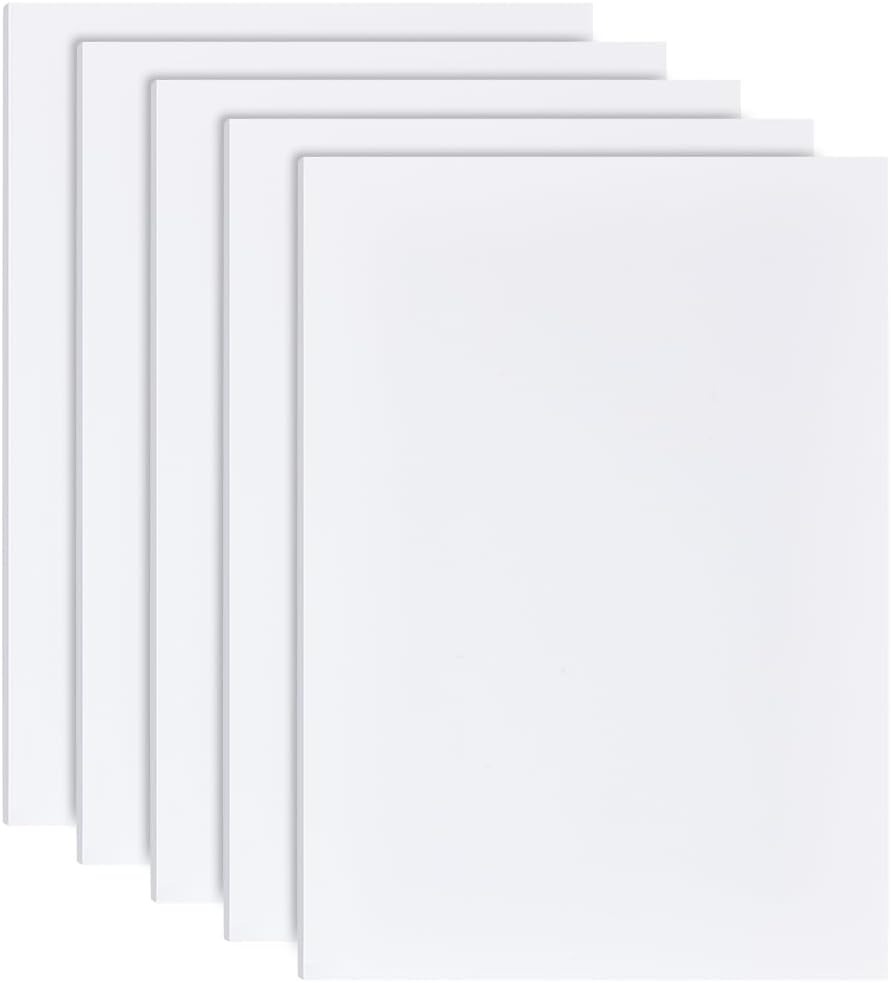 BENECREAT 5Pcs 12x8.3 Inch White Foam Boards, 4mm Rectangle PVC Foam Sheet Poster Board for Mounting, Crafts, Art, Display, Presentation and Projects